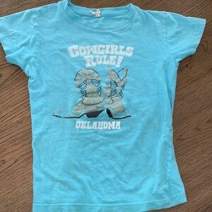 Cowgirls Rule Kids Blue T-Shirt